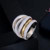 Большое Кольцо с Бриллиантами Паве из 10-каратного Золота Ювелирные Изделия Роскошное Помолвочное Свадебное Кольцо для Женщин Свадебное Изящный Вечерний Аксессуар
