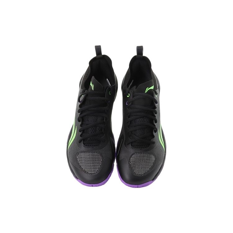 Li Ning Wind Pro Fabric TPU Striped Print Shock Absorption Breathable Wear-Resistant Supportive Non-Slip Low-Top Badminton Shoes AYAS012-2