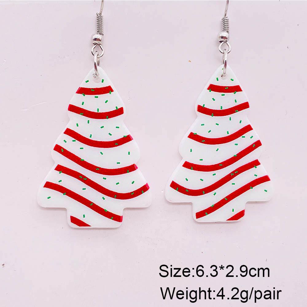 Snowflake Polka Dot Cookie Print Christmas Tree Acrylic Earrings