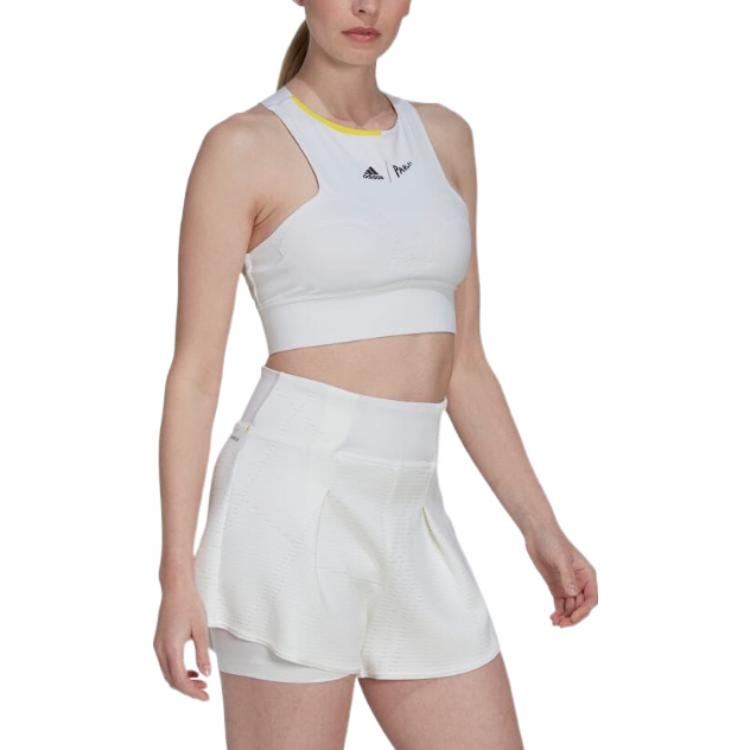 Adidas Твердый логотип высокоинтенсивный поддерживающий спортивный бюстгальтер для тренировок женское нижнее белье белый HF6319
