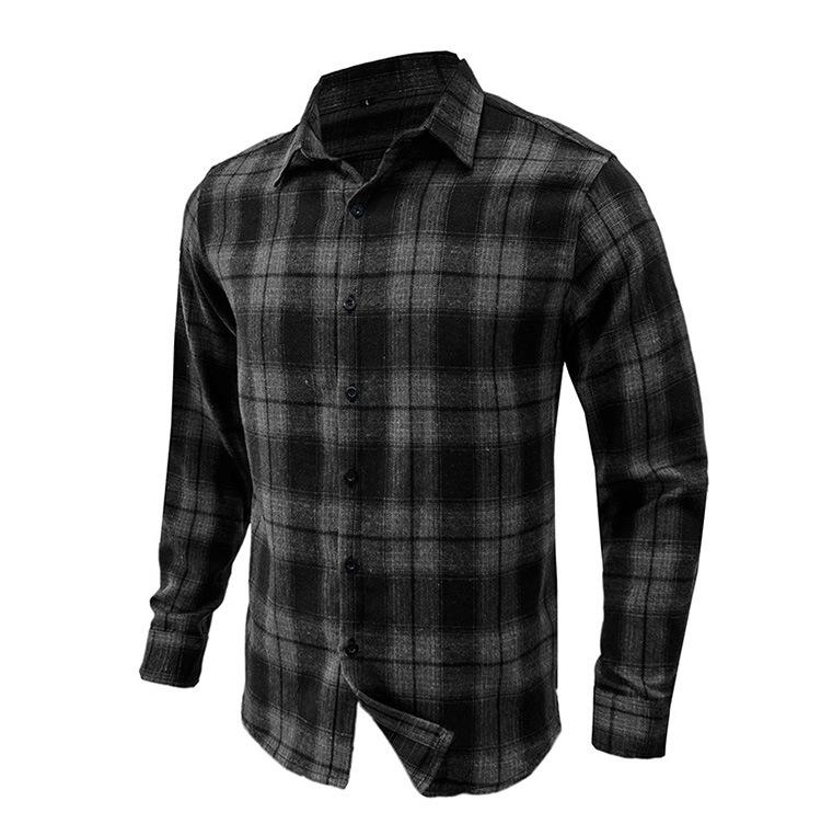 Осенне-зимняя утепленная мужская рубашка в клетку с длинными рукавами из фланелевой ткани