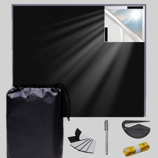 Privacy Blackout Curtain Portable Blackout Blind with Hook And Loop Strips Silver-Coated Oxford Cloth Blackout Shade for Windows Nursery RV Travel