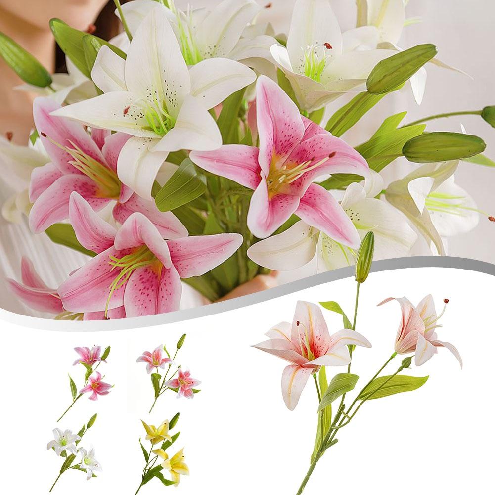 Имитация лилии Искусственный цветок Двуглавая лилия Украшение для дома