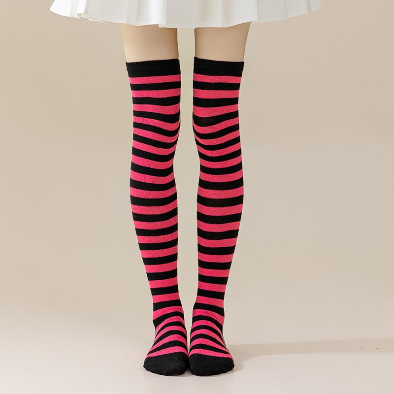 Autumn Winter Color Striped Stockings Japanese Over Knee Socks Fashion Women Keep Warm Sexy Slim Long Socks Striped Hosiery