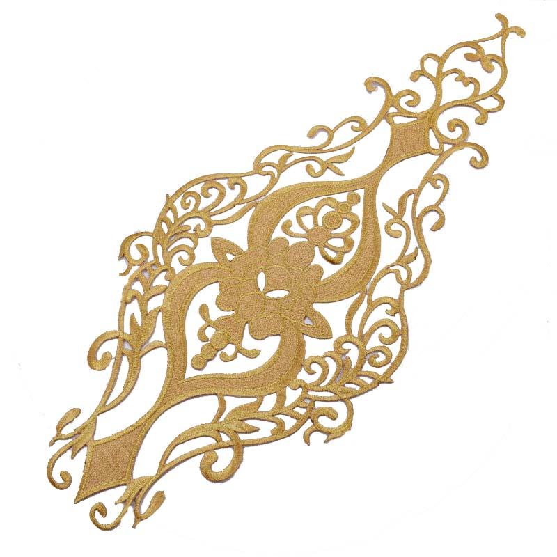 Fashion Show Party Dress Costume Iron-on Applique Sticker Diy Gold Silver Thread Yarn Embroidery Cos Garment Embellish Big Patch