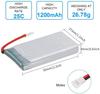 Set of 4 Rechargeable LiPo Batteries 3.7V 1200mAh | Compatible with RC Drones Syma X5SC X5SW | Extended Flight Time 15 Min | Lightweight, Silver