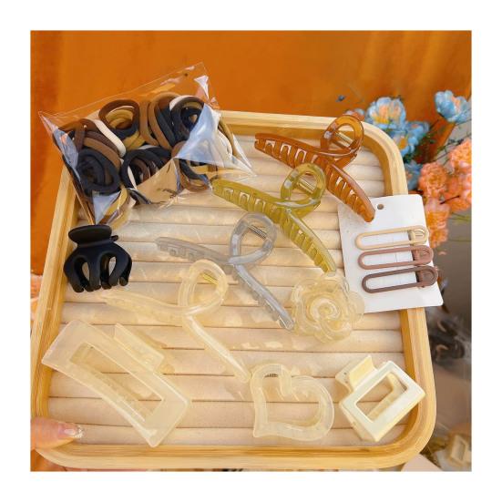 32/40/80Pcs Hair Claw Set Variety Geometric Shape Plastic Hairpin Anti-slip Teeth Back Head Hair Clip Hair Accessories