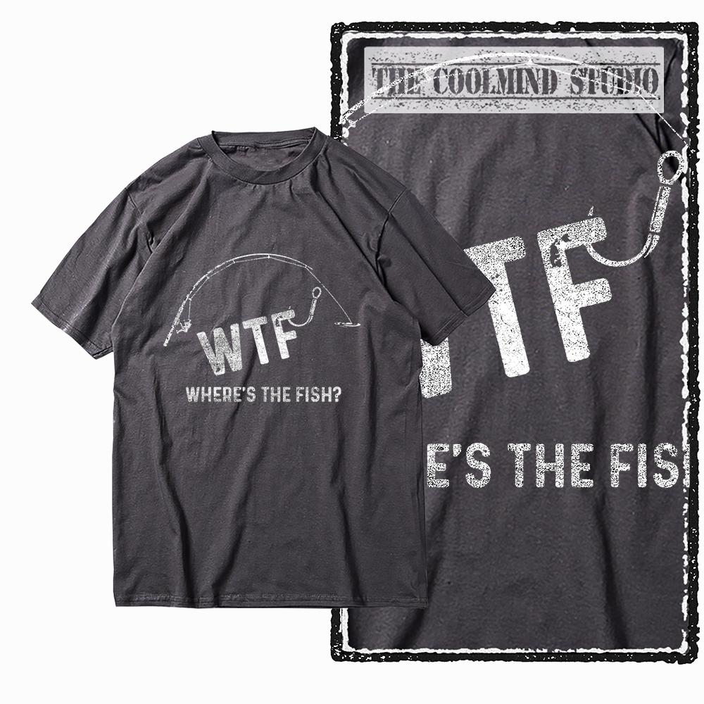 Coolmind Z1018 100% Cotton Funny Fishing Exclusive Graphic Men T Shirt Big Size O-neck Tshirt for Men Cool Tee Shirts for Men