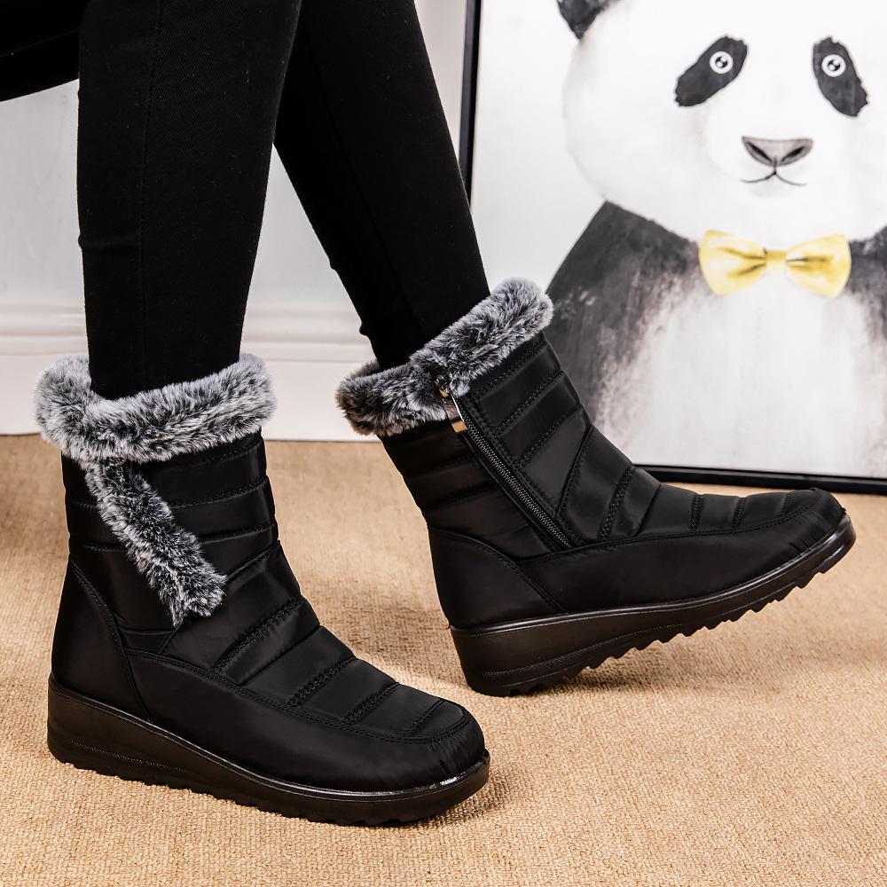 Waterproof Women's Winter Boots Women Snow Boots Faux Fur Warm Ankle Boots Women Thicked Plush Non-Slip Cotton Boots Woman