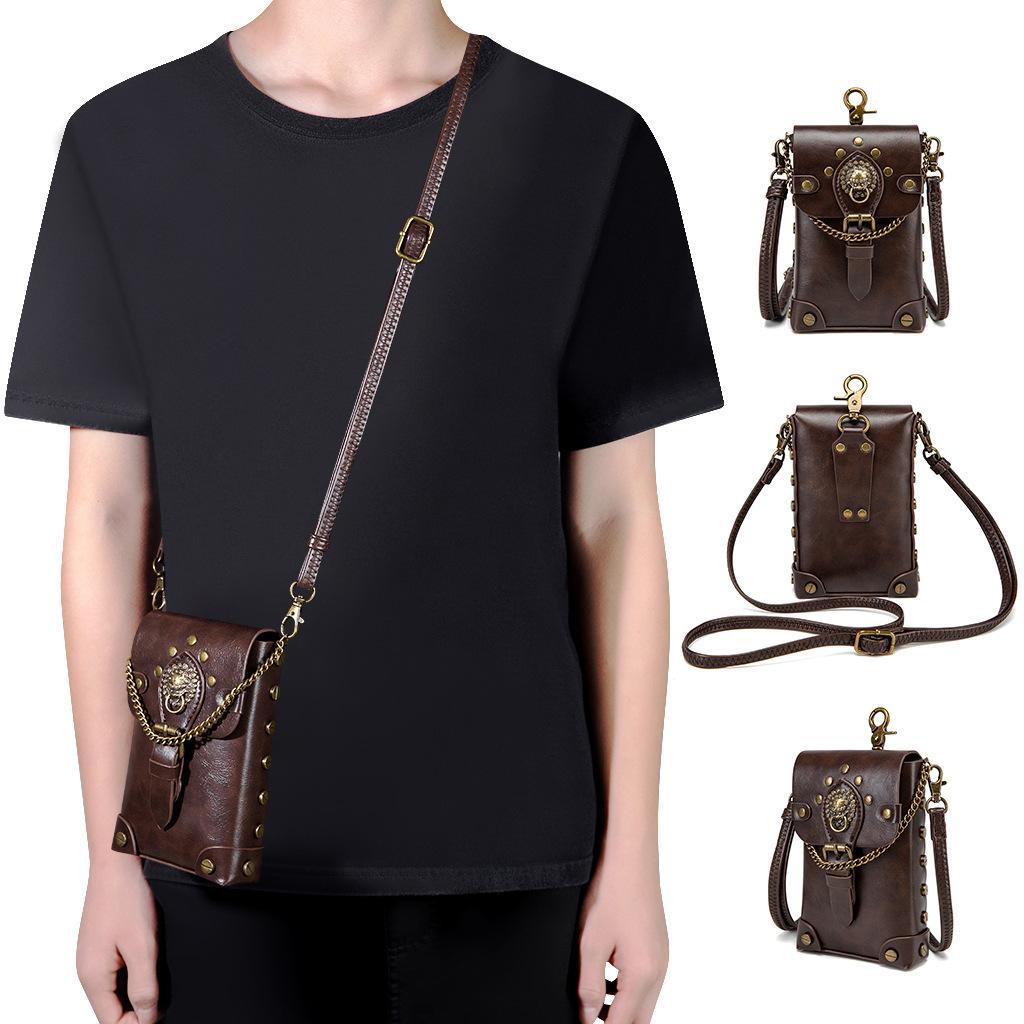 Средневековая ретро-сумка для пельменей из ПУ в стиле тяжелой промышленности, оригинальный женский кошелек на одно плечо для мобильного телефона и монет