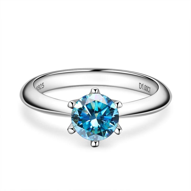 Bague Ringen Роскошные 100% настоящие 5-каратные кольца с муассанитом и бриллиантами для женщин, свадебные кольца из серебра 925 пробы, классические круглые ювелирные изделия, подарок с GRA