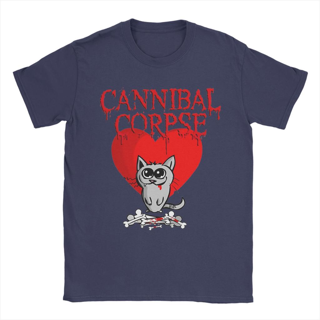 Винтажные мужские футболки Cannibal Corpse Heart Cat с круглым вырезом, хлопковые футболки с коротким рукавом, графические топы