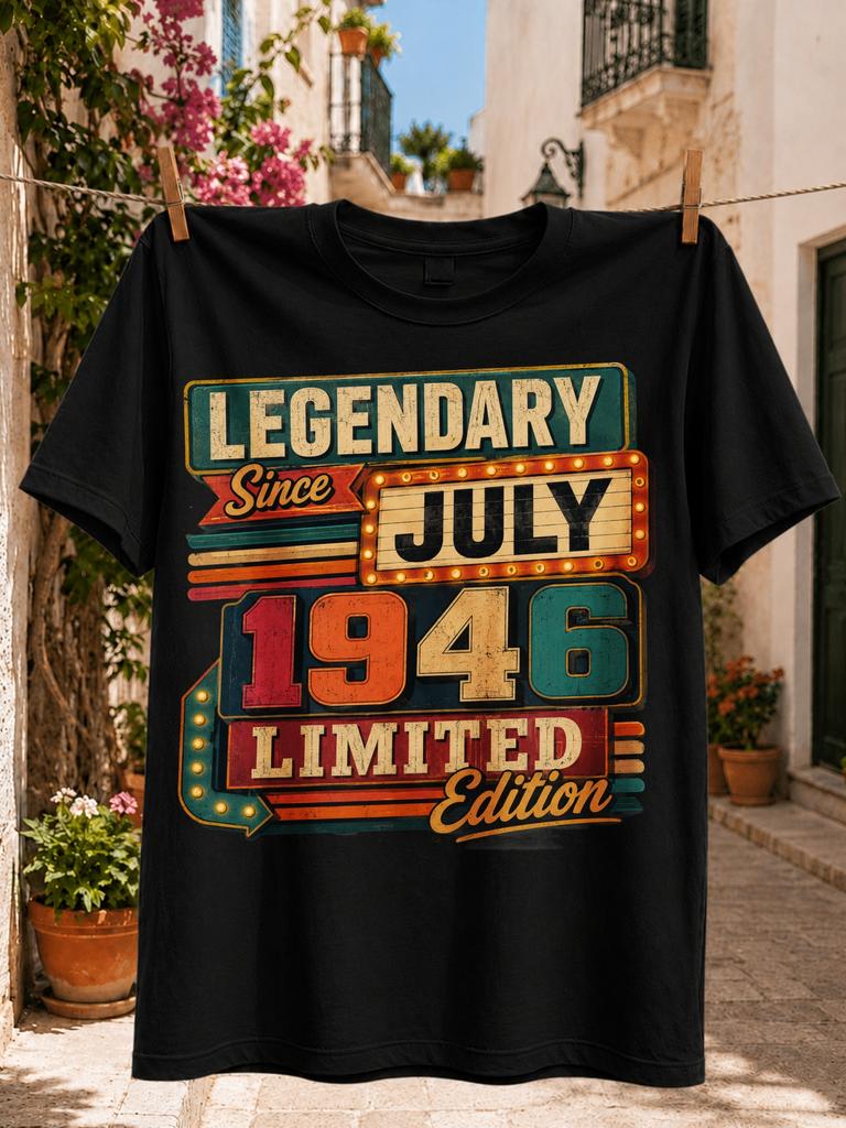 Графическая футболка с надписью Marquee Graphic With Legendary Since July 1946 Limited Edition, светящийся ретро-знак, принт спереди, унисекс, вся футболка