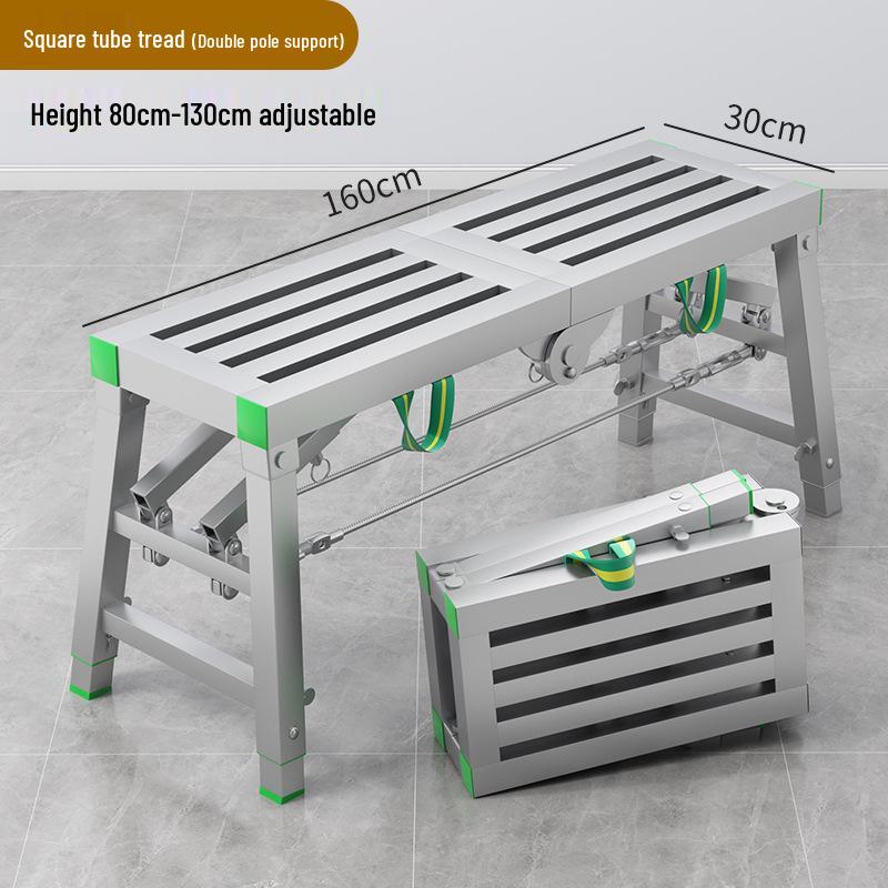 Folding Heightened Trestle Ladder and Putty Scraper for Construction