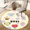 Принт с персонажами BT21, Милая иллюстрация животных, Коврик под стул, Круглый ковер, Ковер для офиса, Можно стирать в машине, Нескользящий, Подходит для гостиных, спален