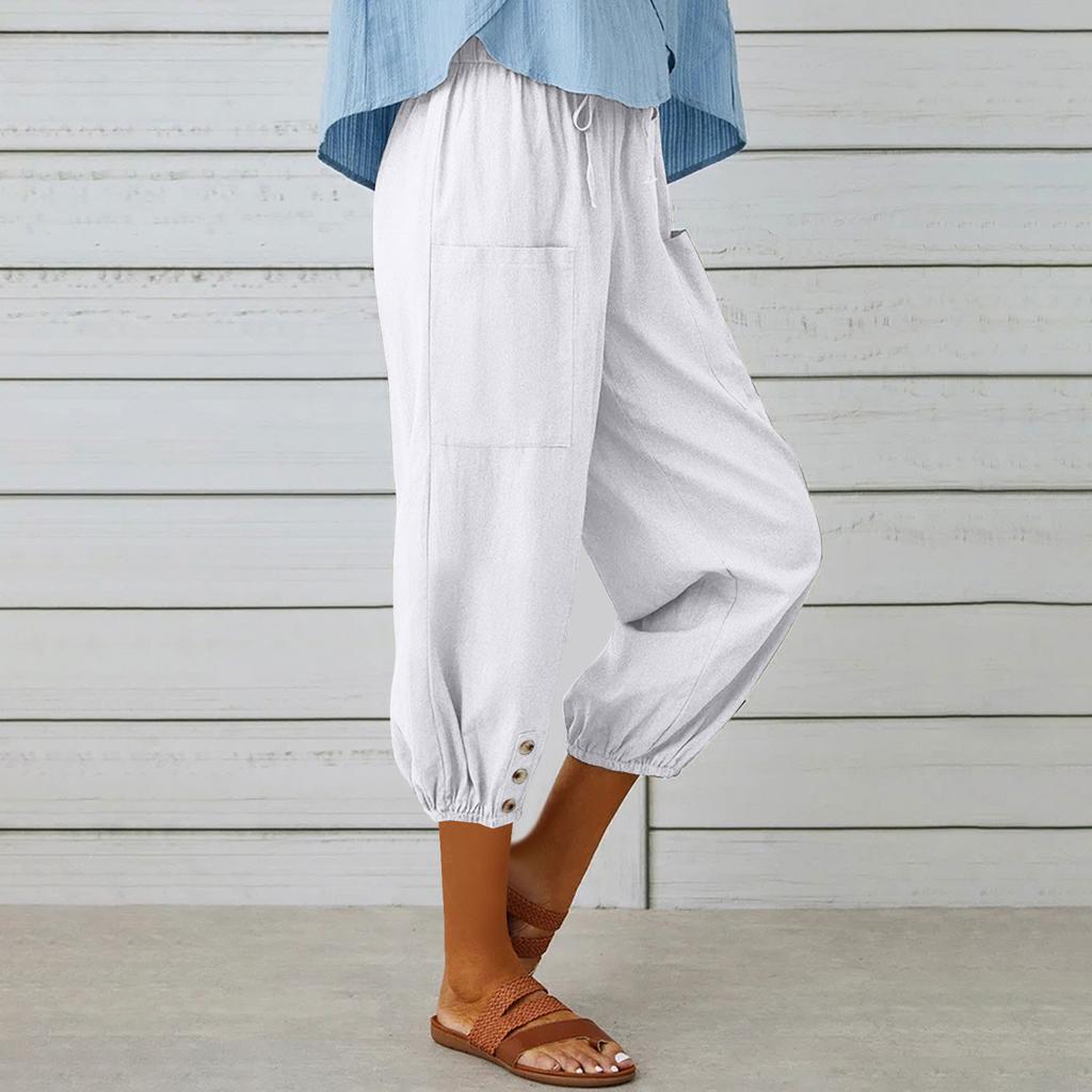 YYFS Women's Fashion Casual Solid Color Print High Waist Trousers Pants & Capris