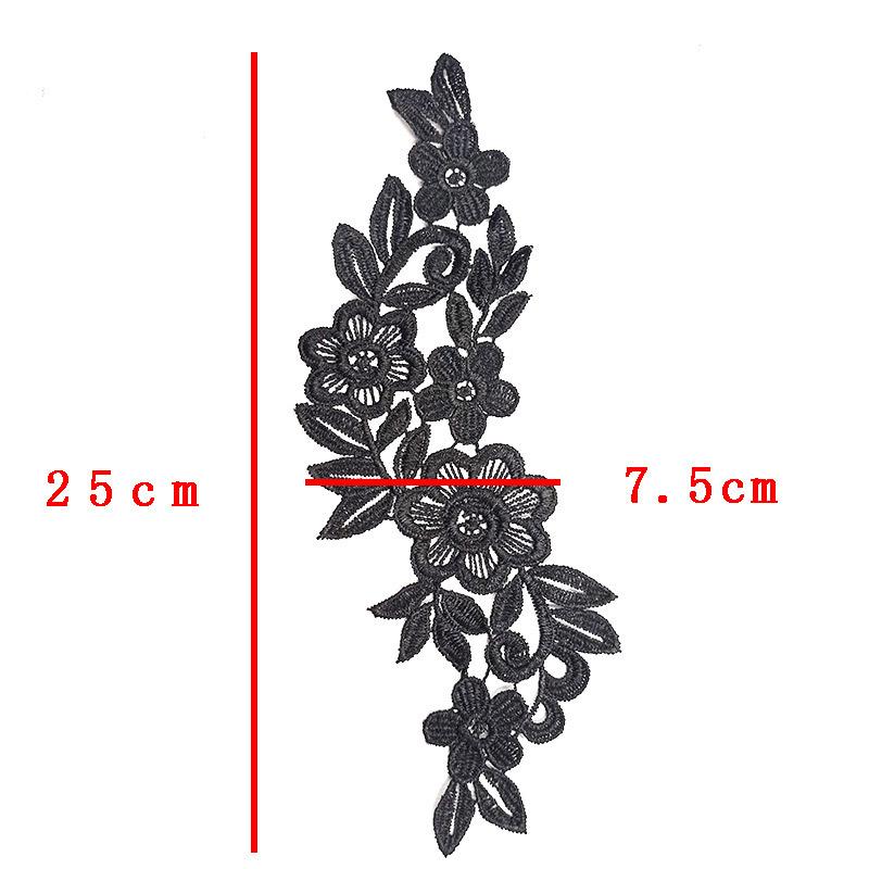 1Pair 3D Flower Embroidered Lace Applique Clothes Dress Repair Patch Solid DIY Sewing Trim Fabric Patches Apparel Decoration