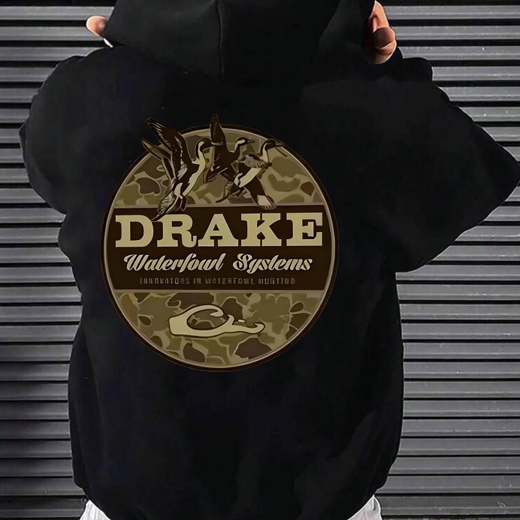 Худи с принтом DRAKE с карманом-кенгуру и плюшевой подкладкой, повседневное, с длинным рукавом, для улицы