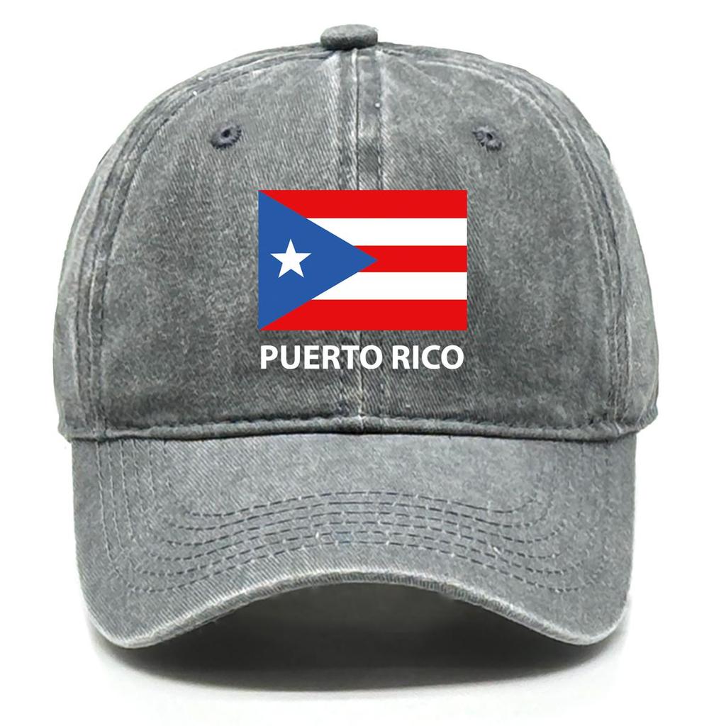 Флаг Пуэрто-Рико Принт Снэпбэк Солнечная шляпа, Патриотическая спортивная шляпа Ретро Необработанный козырек Изогнутый козырек Модная Регулируемая Бейсболка