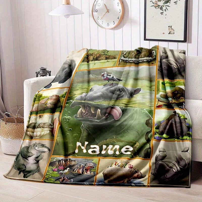 Hippo Customize Your Name Blanket Warm Comfortable And Soft Blankets Are Suitable For Home Lunch Break Blanket Office Sofa Sofa Gift To Relatives And