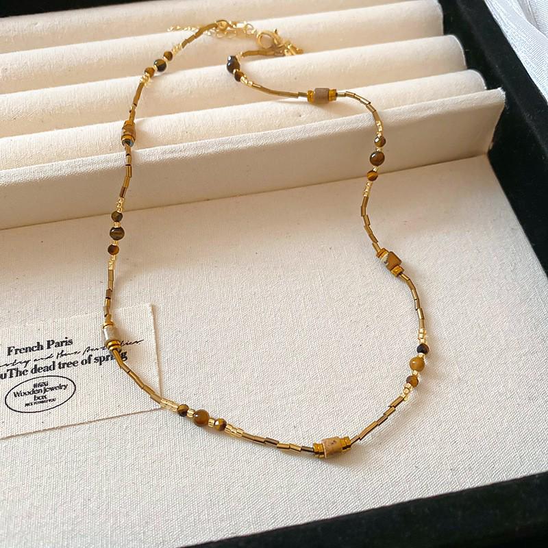 Овальное колье Maillard Тигровый глаз для женщин - Легкая роскошь Осень/Зима Цепочка на ключицу Модная Высококачественная Бижутерия