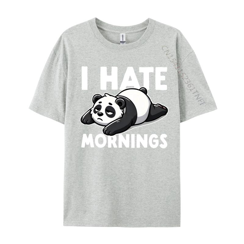 I Hate Mornings Bear Not A Morning Bear Funny Panda Tops Shirts Printed T Shirt Rife Printing Cotton Unisex Tshirts Printing