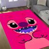 Pink Stitch Heart Background Disney Cartoon Theme Anti-Slip Rug - Polyester, Home Decor, Suitable for Bedrooms, Living Rooms, Doorways, and Studios