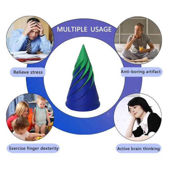 Pyramid Passthrough Sculpture Spiral Cone Fidget Toy Interactive Stress Relief Spiral Design Optical Illusion Toy for Focus Relaxation Office Desk