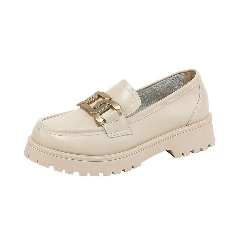 Женские туфли из коровьей кожи British Luffy Shoes Женские туфли на толстой подошве с плоской подошвой, одинарные женские туфли из вулканизированной кожи, большой размер 35-43