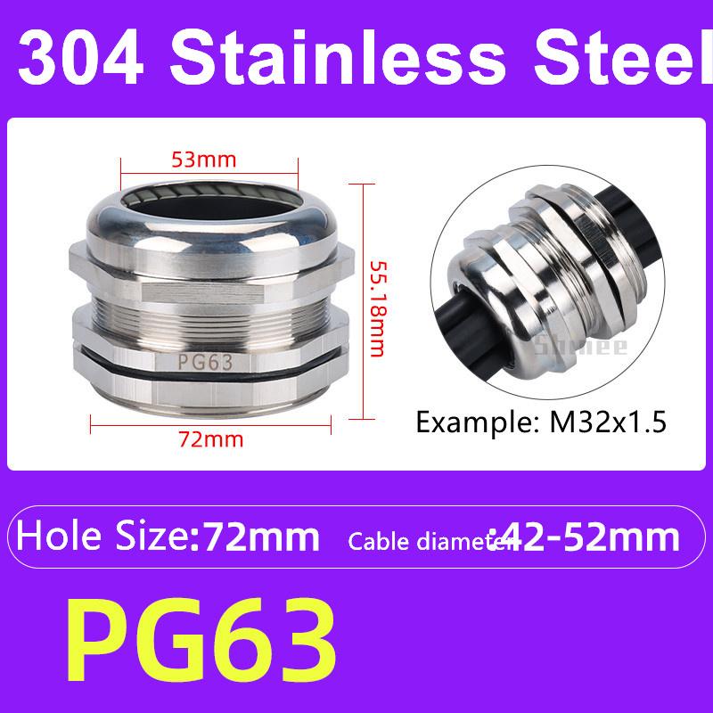 1Pcs Waterproof Cable Gland 304 Stainless Steel Glands IP68 PG7 PG9 Metal Joint PG13.5 PG16 Cable Fixing Seal Joint Fit 3-52mm