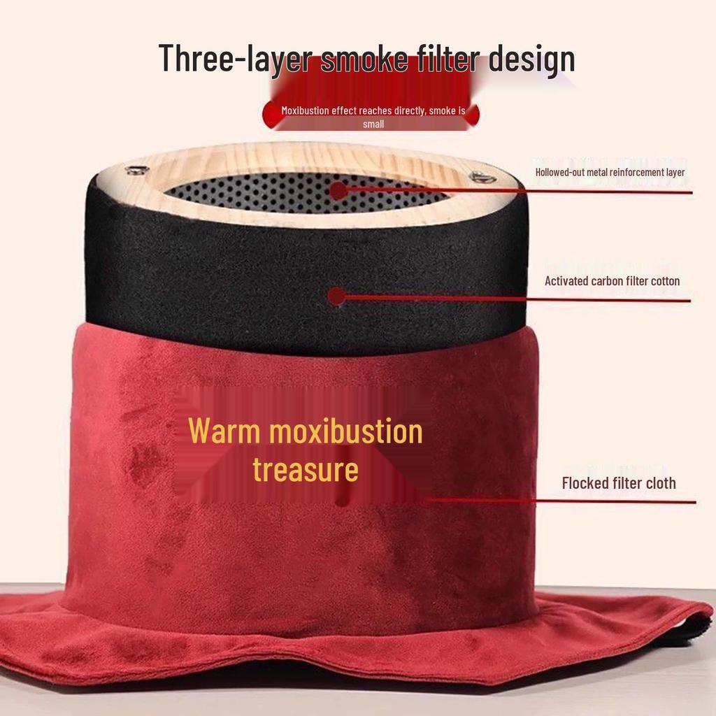 Бездымная коробка для моксы из массива дерева с контролем температуры для живота, талии и шеи - Портативный мокса-стик и оборудование для фильтрации дыма.