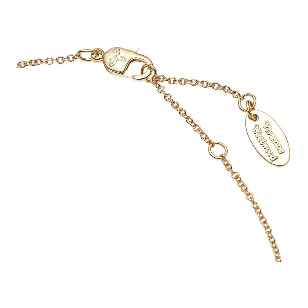 Vivienne Westwood Ribbon Enamel Brass Gold-Plated Saturn Shaped Bow Ribbon Decorative Wrapped Necklace Women necklace Pink 630203FJ-02R882