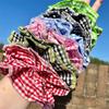 Ins Ballet Style Contrasting Plaid Ruffle Edge 4 Layer Hairloop Retro Nostalgic Romantic Meatball Head Large Intestine Hair Loop