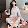 Japanese Sweet Ins Ice Silk Pajamas Set for Women - Light Luxury, Long Sleeve, Long Pants, Suitable for Spring and Autumn/Homewear.