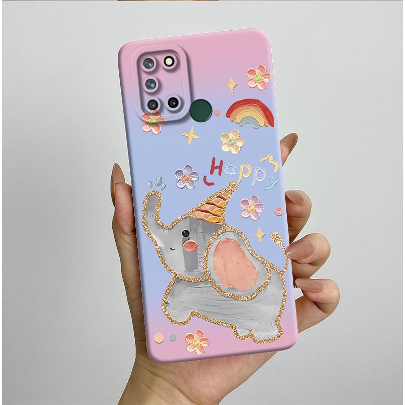 Phone Case For Realme 7I RMX2103 C17 Shockproof Case For Realme C17 Pretty Flowers Liquid Soft Silicone Back Cover Bumper Fundas