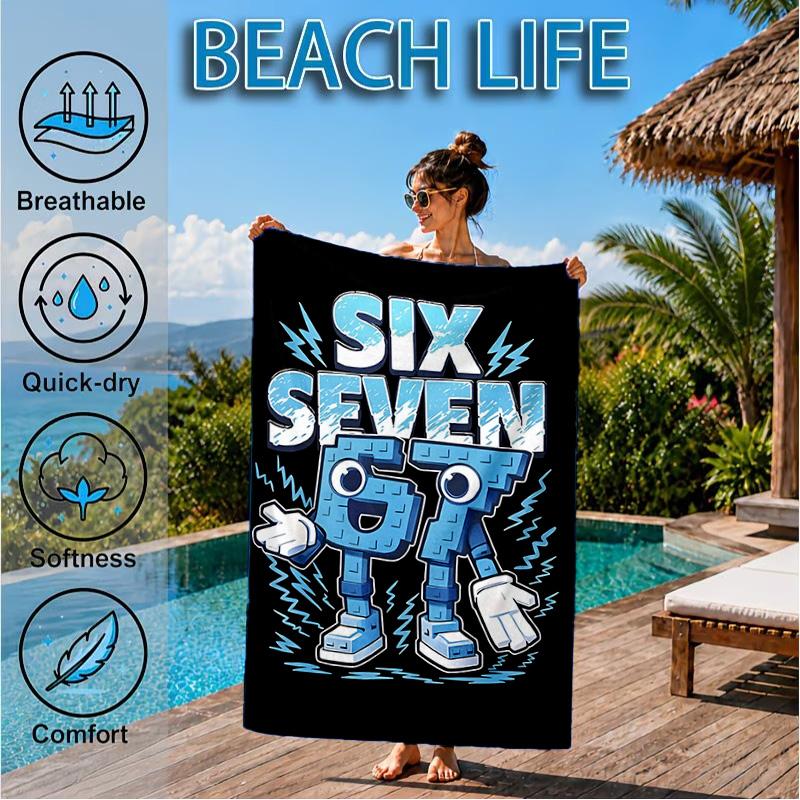 Space Adventure With Six Seven 67 Beach Towel, Quick-drying, Easy to Care for, Suitable for Both Fitness and Beach Vacations,Sports Essential