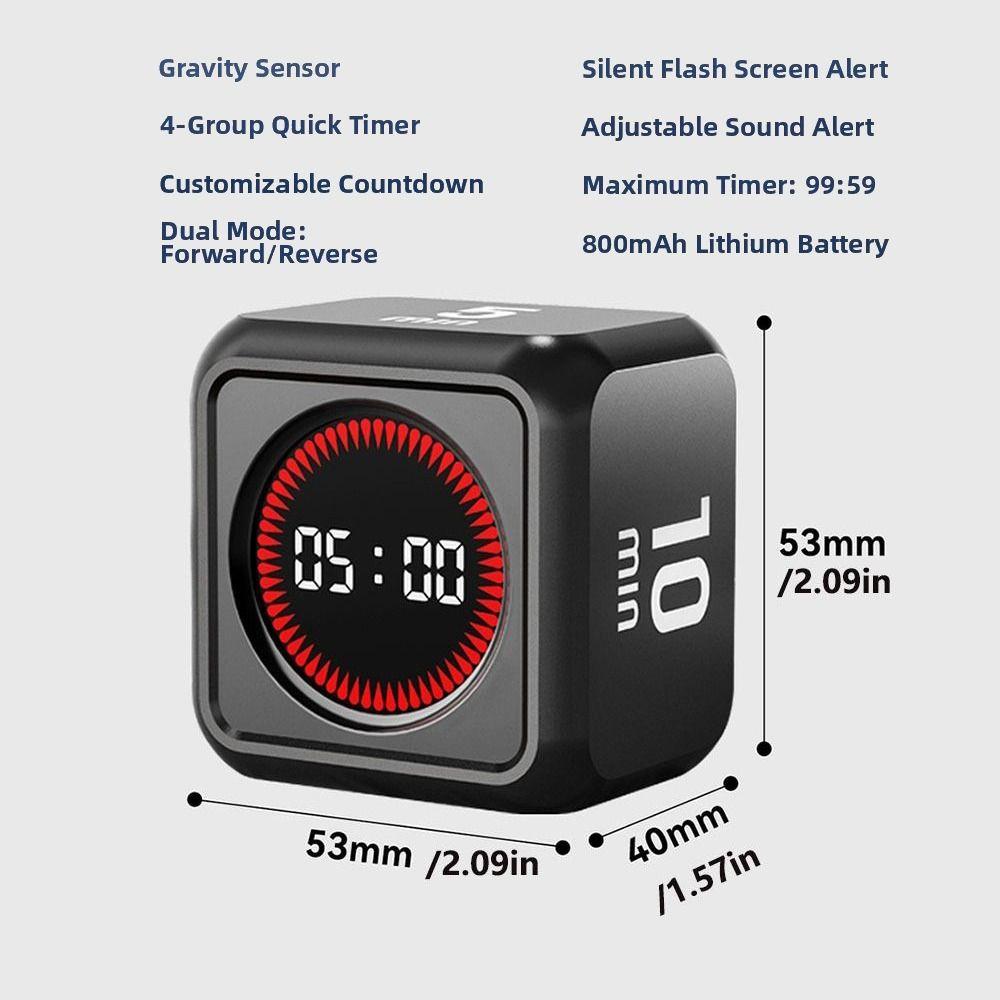 LED Display Gravity Sensing Timer 4 Preset Time Cube Timer Visual Flip Timer  Productivity Tool