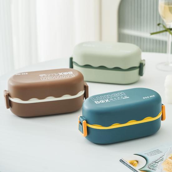 Bento Box водонепроницаемый, хорошо герметизирующий, двухслойный, большой емкости, многофункциональный школьный детский обеденный контейнер с ложкой для ежедневного использования