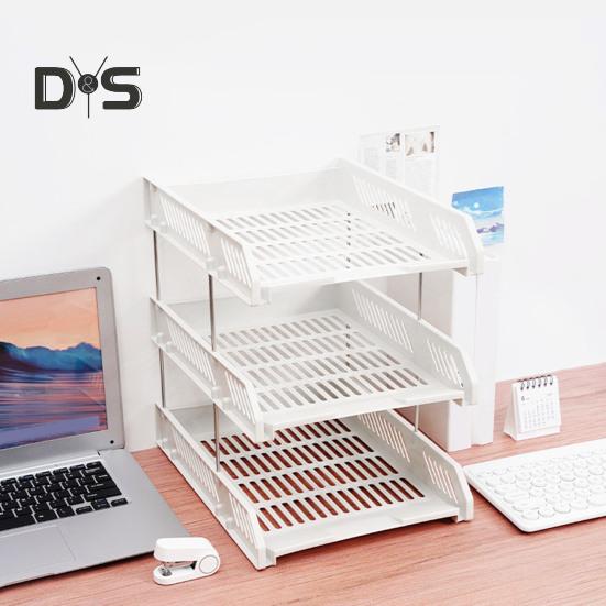 3 Tier Stackable Letter Tray Desk Paper Organizer Plastic File Document Storage Rack for Home Office School