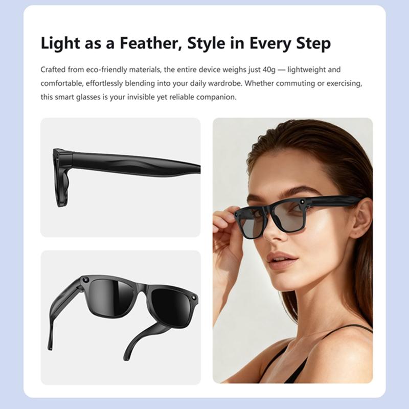 Smart 8K AI Glasses with 100W Camera Chat Gpt Touch Outdoor Sport Sunglasses Bluetooth Calling Music Player Image Stabilization for Men Women Gift