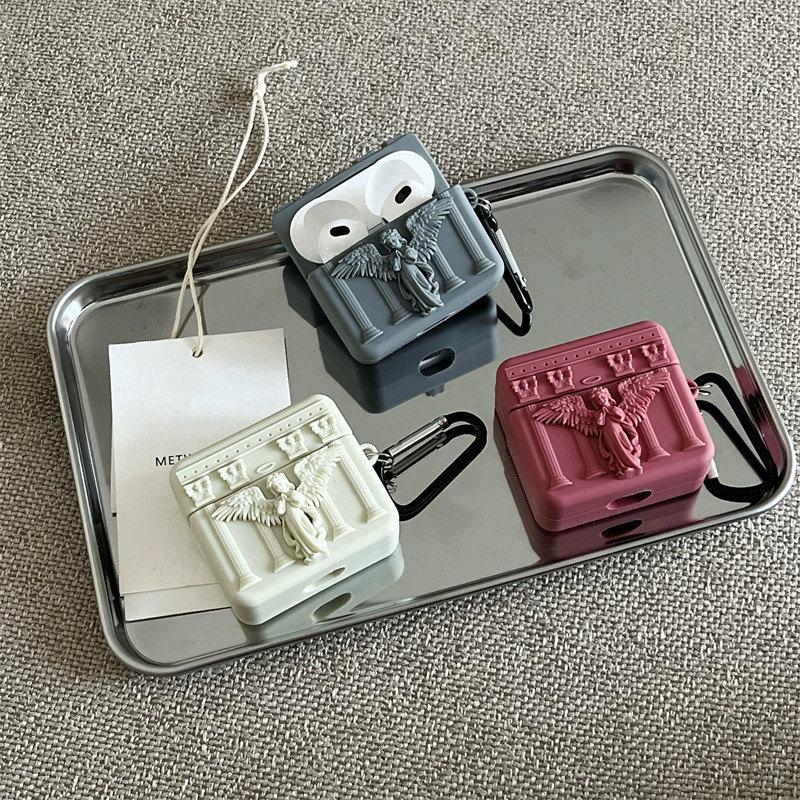 Милый 3D-силиконовый чехол с изображением молитвенного ангела для AirPods 4/3/2/1 и AirPods Pro 2 | Мягкий защитный чехол с поддержкой беспроводной зарядки