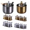 1/2/3Pcs Seasoning Jar Stainless Steel Sugar Container with Glass Lid And Spoon Kitchen Countertop Coffee Bar Sugar Bowl for Salt Spices Honey