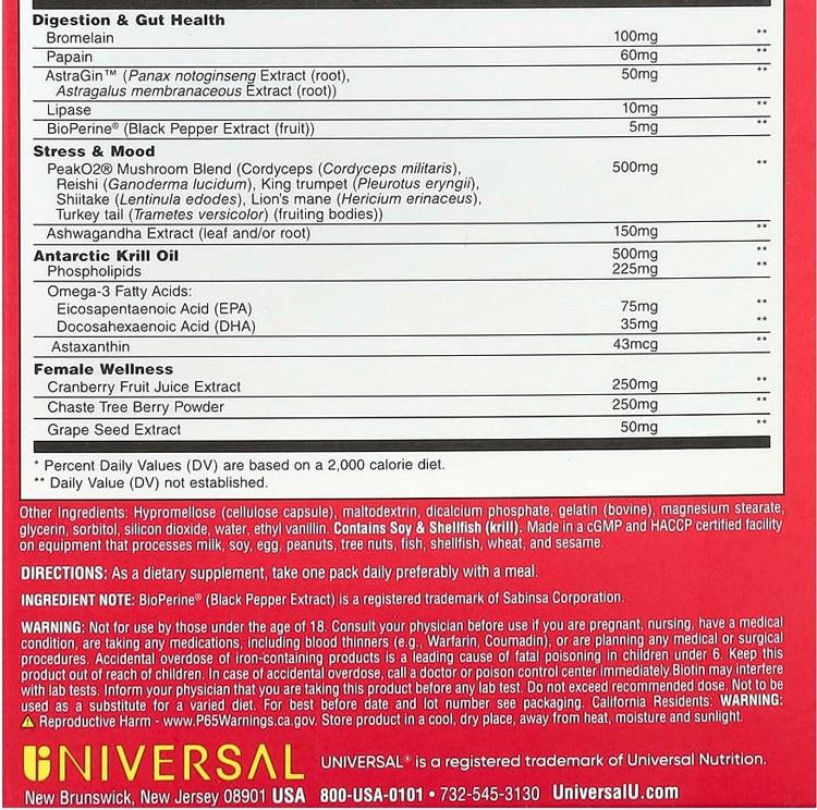 UNIVERSAL NUTRITION Women's Total Health - 30 Paks