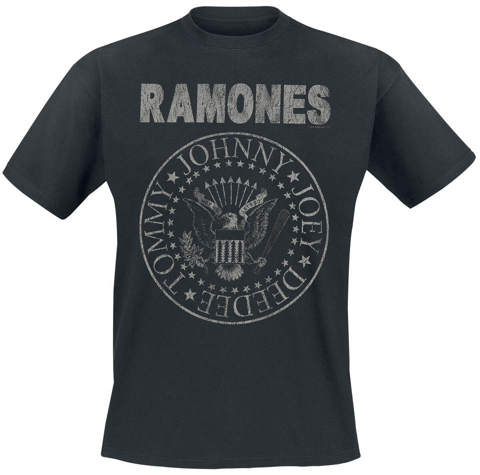 Ramones Vintage Presidential Seal Tee, Black Cotton, Unisex Retro Punk Short Sleeve T-Shirt