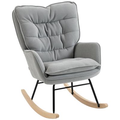 Rocking Chair with Beech Wood Legs and Armrests Nursing Rocking Chair Load 120 Kg for Bedroom Grey