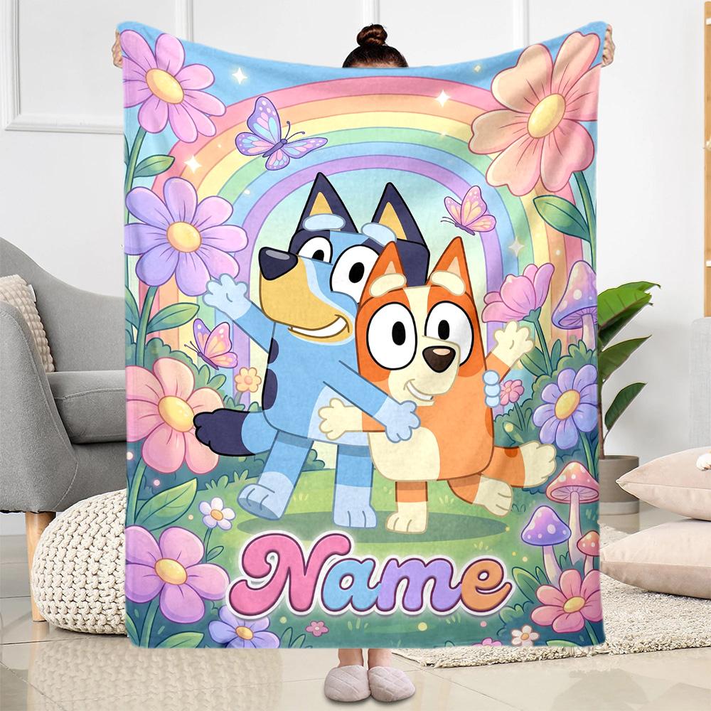 Paw Prints Adventure Personalized Text Blanket Multi-purpose Personalized Blanket Soft Warm Cozy Versatile for Home Decor Couch Picnics Office