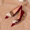 Fashion Fashion Flower Single Shoes Autumn New Pointed Toe Shallow Suede Slip-on Non-slip Wear-resistant Low-heeled Shoes