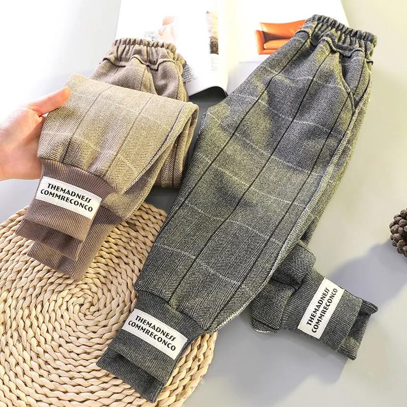 Брюки для девочек, осенне-зимняя новая верхняя одежда, корейские детские повседневные бархатные брюки, брюки для девочек