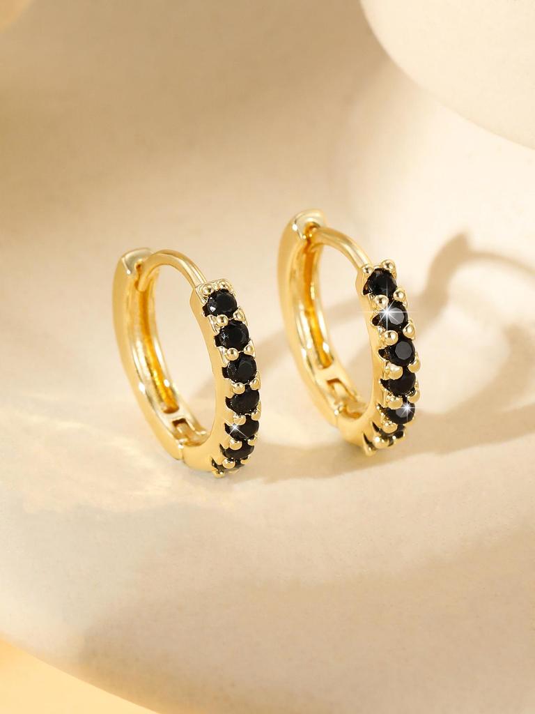 Серьги-кольца из меди с инкрустацией цирконами - Женские классические, универсальные, стильные каффы