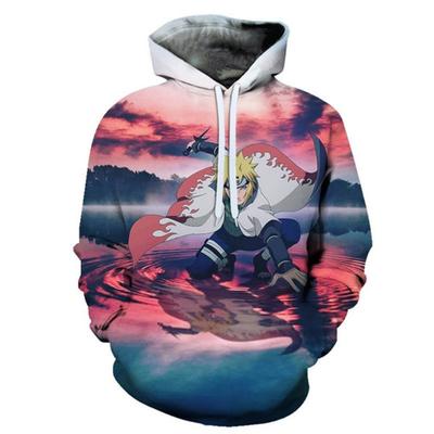 Весна Осень Мужской Принт 3D Мультфильм Наруто Узумаки Длинные Рукава С Капюшоном Толстовки Толстовки